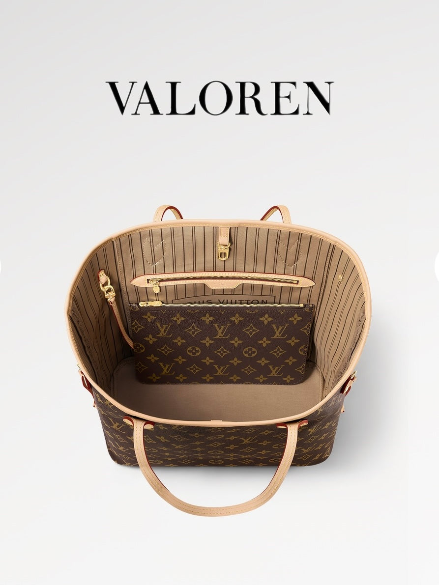 Louis Vuitton Neverfull MM Tote Bag Monogram Canvas with Natural Cowhide Leather Trim (99% New)