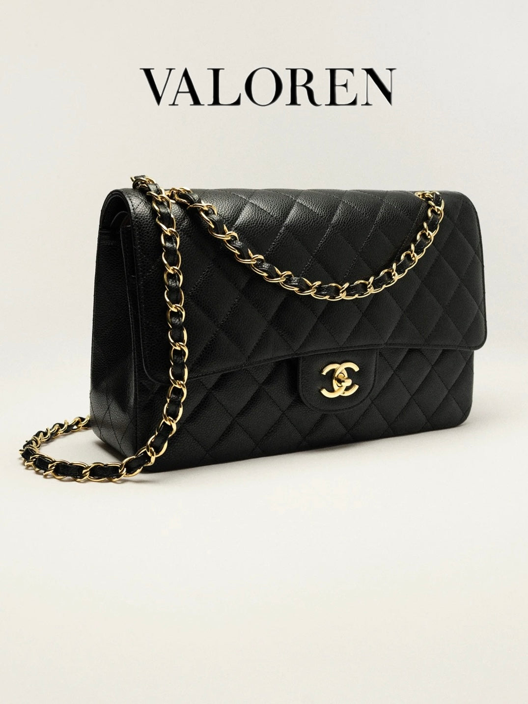 Chanel Large Classic Handbag – Grained Calfskin & Gold-Tone Metal – Black (99% New)
