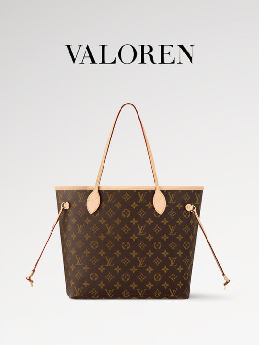 Louis Vuitton Neverfull MM Tote Bag Monogram Canvas with Natural Cowhide Leather Trim (99% New)