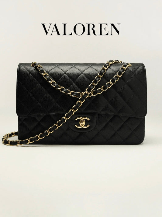 Chanel Large Classic Handbag – Grained Calfskin & Gold-Tone Metal – Black (99% New)