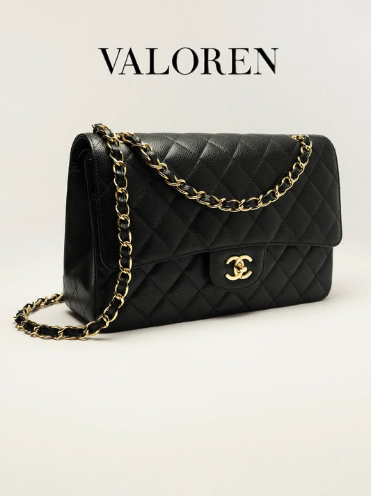 Chanel Large Classic Handbag – Grained Calfskin & Gold-Tone Metal – Black (99% New)