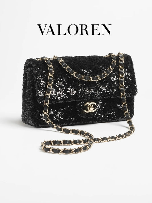 Chanel Evening Bag – Quilted Sequins & Gold-Tone Metal, Black (F/W 2025/26 Pre-Collection, Limited Edition, 99% New)